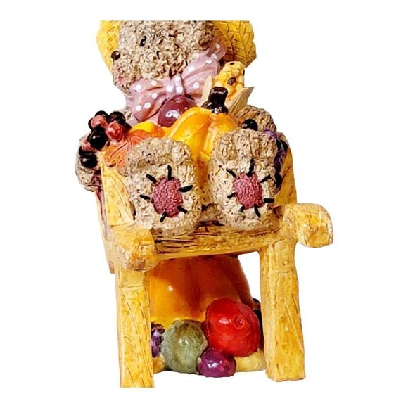 Vtg Fall Harvest Thanksgiving Resin Bear Pumpkins In Wheel Barrow Halloween READ - Picture 8 of 12